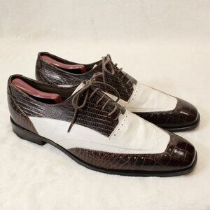 STACY ADAMS Men's Two-Tone Spectator Oxford Shoes Brown/White, Men’s Size 10 M